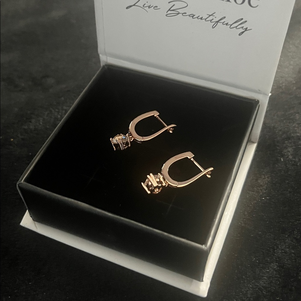 CATE & CHLOE MCKENZIE ROSE GOLD DROP EARRINGS NIB - Picture 3 of 6